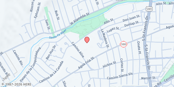 Map showing The Dance Barns at 1140 Alto St., Santa Fe, NM