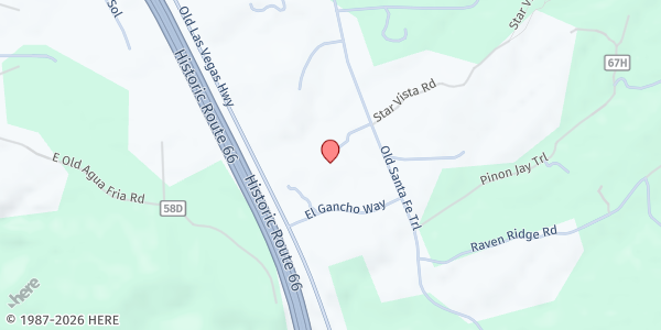 Map showing THRIVE Community School at 7300 Old Santa Fe Trail, Santa Fe, NM