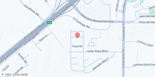 Map showing Valle Vista Food Mobile at 8 Las Lomas Dr, Santa Fe, NM