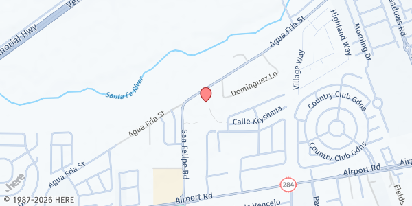 Map showing YSFS- Youth Emergency Shelter at 5686 Agua Fria St B, Santa Fe, NM