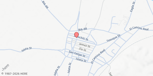Map showing Kewa Santo Domingo Pueblo at PO Box 340 85 W. Highway 22, Santo Domingo, NM
