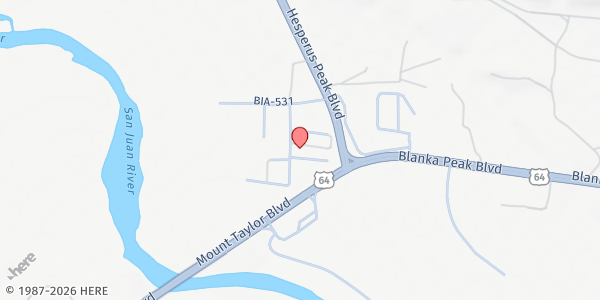 Map showing Gadii'ahi/To'Koi Chapter at PO Box 1318, Shiprock, NM