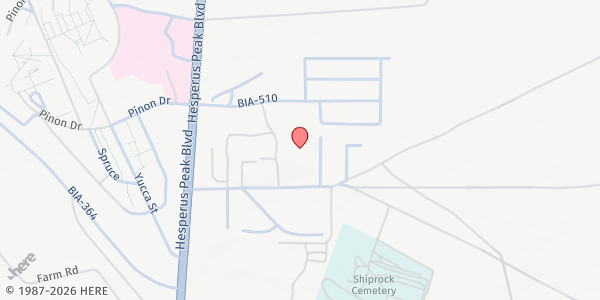 Map showing Tooh Worship Center at 8 NE Heights Dr, Shiprock, NM