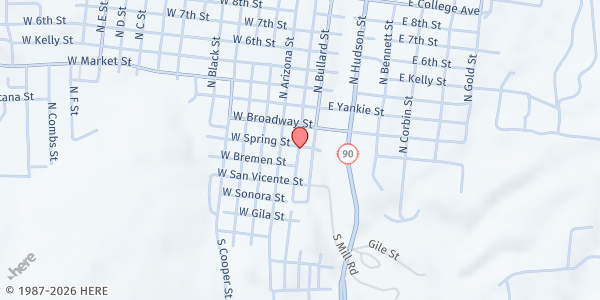 Map showing Silver City Gospel Mission at 114 S Texas St., Silver City, NM