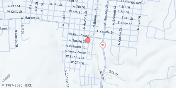 Map showing Silver City Gospel Mission at 114 S Texas St., Silver City, NM