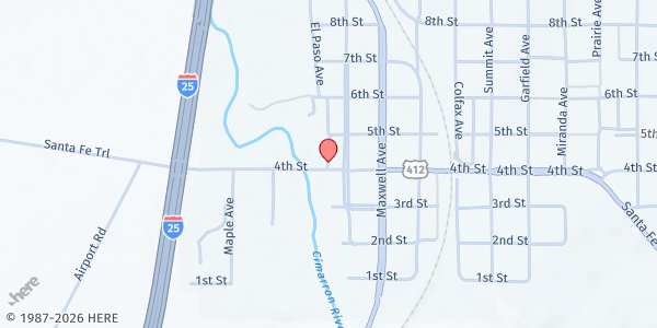 Map showing First Baptist Church at 405 4th St, Springer, NM