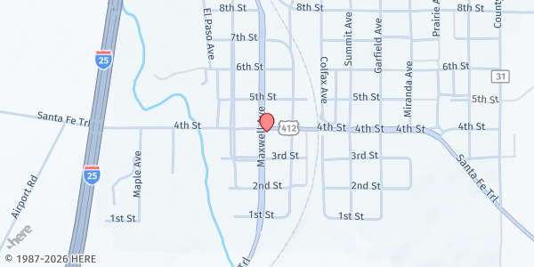 Map showing Springer Senior Citizens Center at 504 Maxwell Ave, Springer, NM