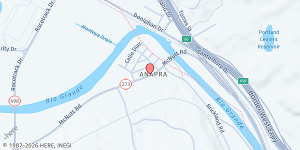 Map showing Victoria en Jesus Cristo Iglesia at 101 McNutt Rd., Sunland Park, NM