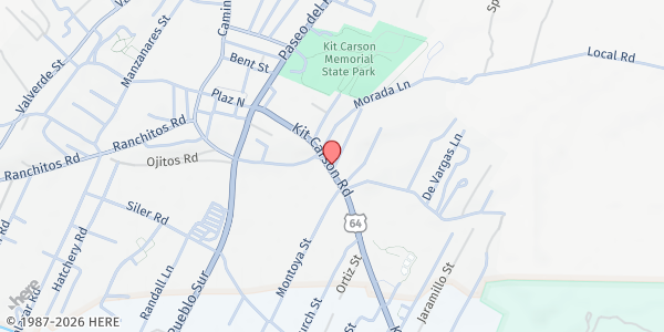 Map showing Community Wellness Center at 203 Kit Carson Rd., Taos, NM