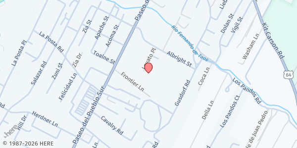 Map showing DreamTree Project - Taos at 601 Lovato Pl, Taos, NM