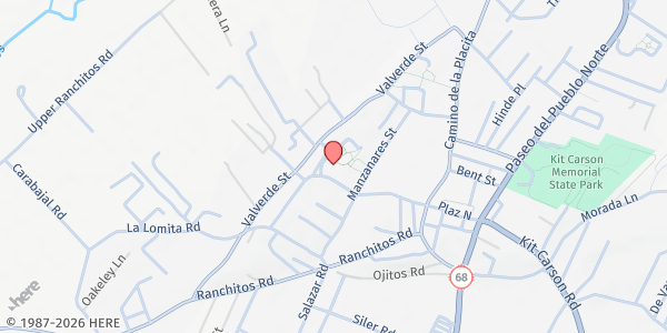 Map showing Enos Garcia Elementary School Student Pantry at 305 Don Fernando St, Taos, NM