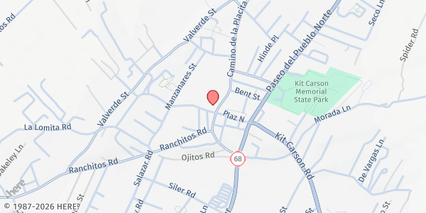 Map showing Our Lady of Guadalupe Parish at 205 Don Fernando St, Taos, NM