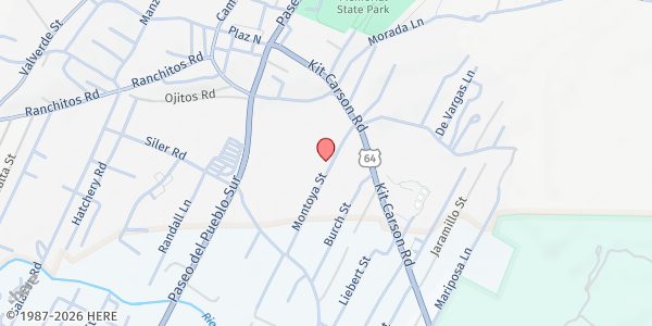 Map showing Sacred Heart Refuge at 220 Montoya, Taos, NM