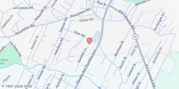 Map showing Taos Family Resource Center at 307 Randall Ln, Taos, NM