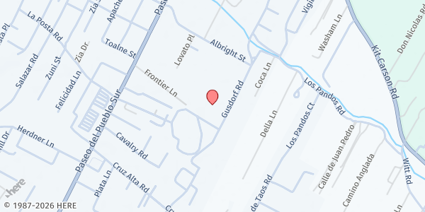 Map showing Taos High School Student Pantry at 134 Cervantes St, Taos, NM