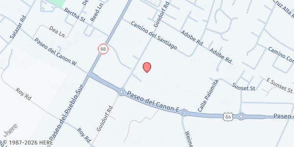 Map showing Taos Middle School Student Pantry at 235 Paseo Del Cañon E, Taos, NM