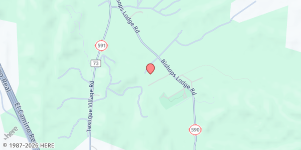 Map showing The Mountain Center at 1524 Bishops Lodge Rd., Tesuque, NM