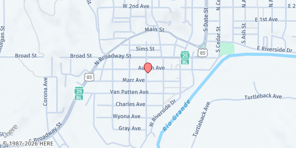 Map showing First United Methodist Church at 426 Austin St., Truth Or Consequences, NM