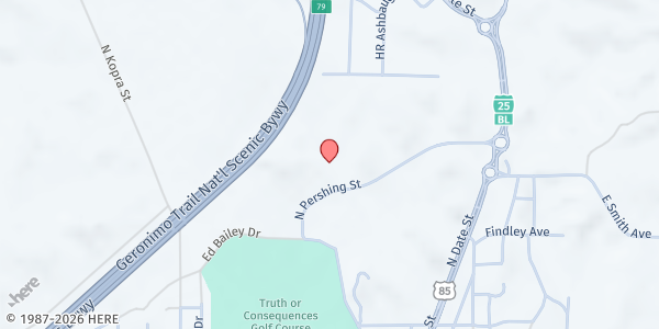 Map showing TCES/Sierra Elementary (CHI 9) at 1802 Pershing St., Truth or Consequences, NM