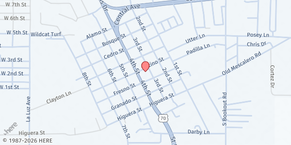 Map showing St. Francis de Paula Soup Kitchen at 303 Encino St., Tularosa, NM