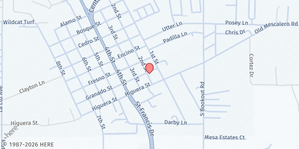 Map showing Tularosa United Methodist Church at 107 Granado St., Tularosa, NM