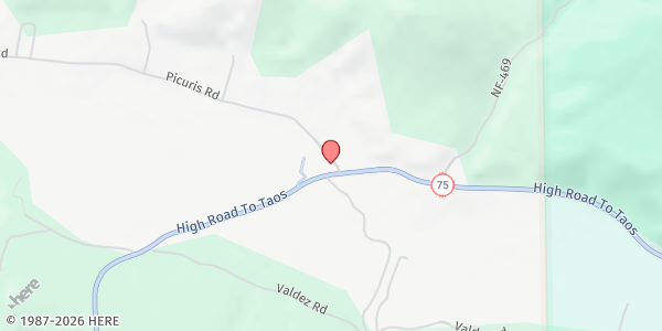 Map showing Chamisal Lighthouse Mission at 14 Plaza Rd., Vadito, NM