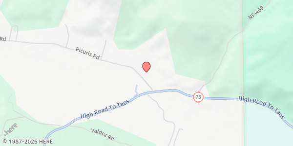 Map showing Vadito Community Center at 5 Picuris Rd, Vadito, NM