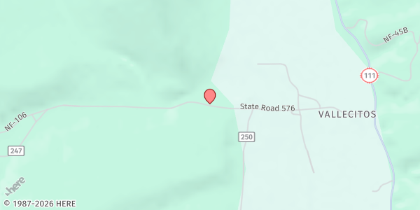 Map showing Volunteer Fire Station on Forest Rd. 106 at Volunteer Fire Station on Forest Rd. 106, Vallecitos, NM