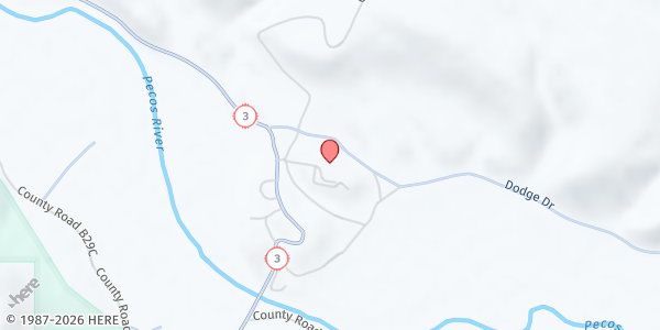 Map showing El Valle Community Center at 11 Los Pueblos Rd, Villanueva, NM