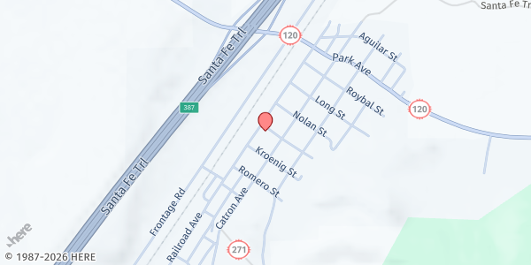 Map showing Wagon Mound Mobile Food Pantry at 805 Calhoun St, Wagon Mound, NM