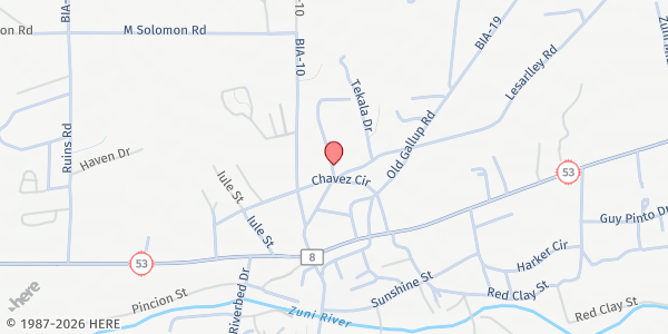 Map showing Zuni Community Pantry at 12 Twin Buttes Dr, Zuni, NM