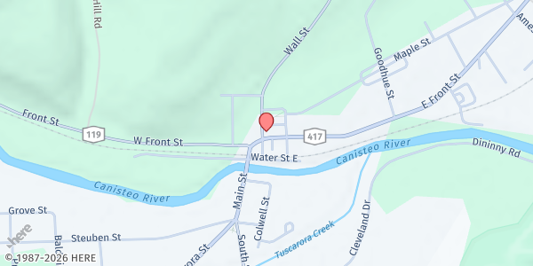 Map showing Addison Area Food Pantry at 5 Wall Street, Addison, NY