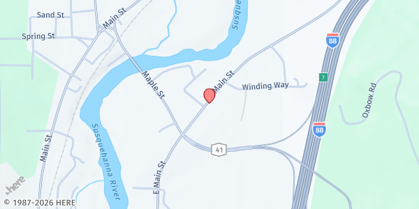 Map showing Afton Inter-Church Food Pantry at 112 E. Main Street, Afton, NY