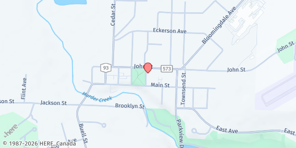 Map showing Akron First United Methodist Church at 7 Church St, Akron, NY