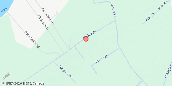 Map showing Akwesasne Food Pantry at 188 McGee Rd, Akwesasne, NY