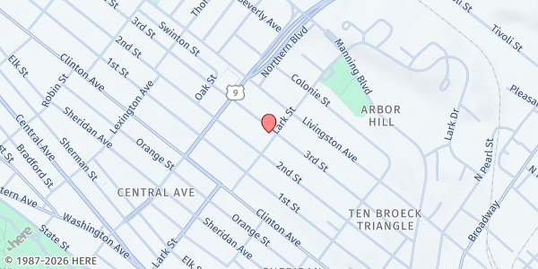 Map showing Arbor Hill Pantry at 47 Lark Street, Albany, NY