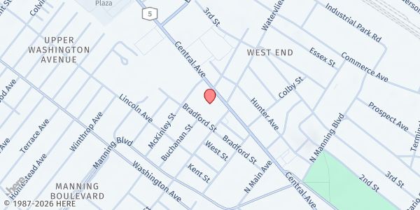 Map showing Beltrone Living Center at 680 Central Avenue, Albany, NY