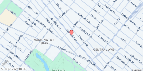 Map showing Capital District LATINOS Food Pantry at 160 Central Avenue, Albany, NY