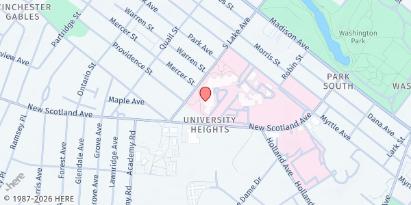 Map showing Capital District Psychiatric Center at 75 New Scotland Avenue, Albany, NY