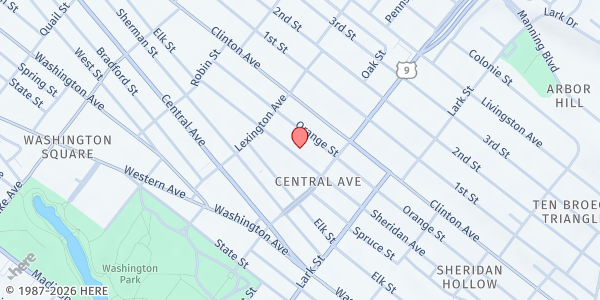 Map showing Center City Parish Ministry at 315 Sheridan Avenue, Albany, NY