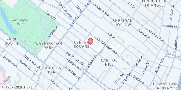 Map showing Emmanuel Baptist Church at 262 State Street, Albany, NY