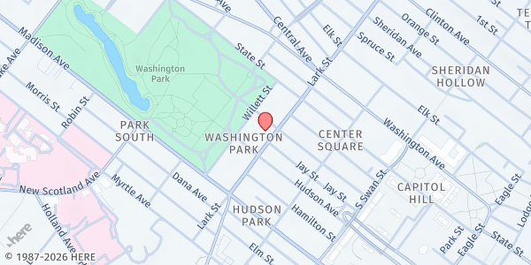 Map showing In Our Own Voices Free Food Fridge - 245 Lark Street at 245 Lark Street, Albany, NY