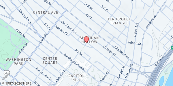 Map showing Sheridan Hollow Drop In Center at 176 Sheridan Avenue, Albany, NY