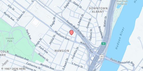 Map showing South Mall Towers at 101 South Pearl Street, Albany, NY