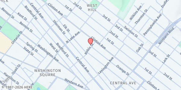 Map showing St. Francis Mission - Loaves and Fishes Soup Kitchen at 20 Robin St., Albany, NY