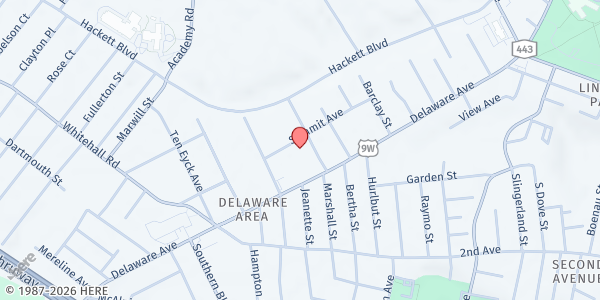 Map showing St. James Food Pantry - Delaware Avenue at 391 Delaware Avenue, Albany, NY