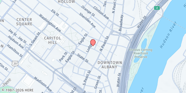 Map showing St. Mary's Outreach Food Pantry at 10 Lodge Street, Albany, NY