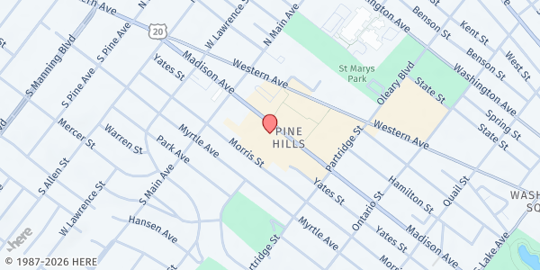 Map showing St. Vincent de Paul Food Pantry at 984 Madison Avenue, Albany, NY