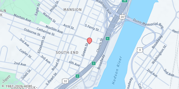 Map showing Steamboat Square Apartments at 200 Green Street, Albany, NY