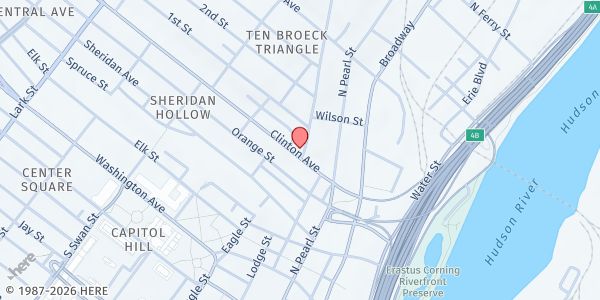 Map showing Sweet Pilgrim Baptist Church at 2-4 Ten Broeck Street, Albany, NY